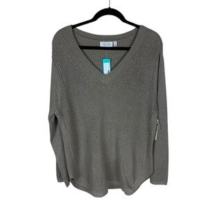 Women's RD Style Brown Josslyn Long Sleeve Rounded Hem V-Neck Sweater Size XXL